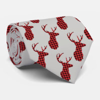 Tête de cerf - Rustique Motif rouge plaid