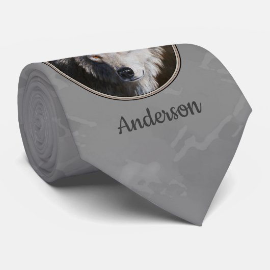 Cravate Tête de loup de bois gris (Roulé)