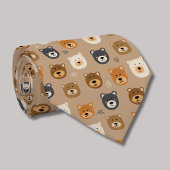 Cravate Tête d'ours mignonne illustrée