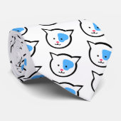 Cravate Tête mignonne de chat (bleue) (Roulé)