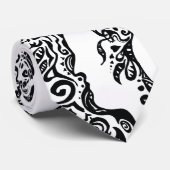 Cravate Tête tribale noire et blanche - imagination (Roulé)