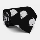 Cravate Têtes de gobelin gris sur noir (Roulé)