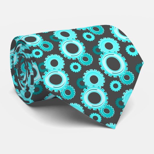 Cravate Têtes d'engrenages - De nombreuses nuances Turquoi (Roulé)