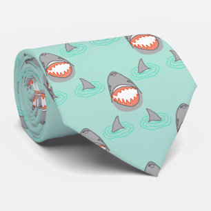Cravate Têtes et ailerons de requin dans le gris sur