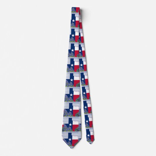 Cravate Texas Forme Texas Drapeau Avec Bluebonnets (Devant)