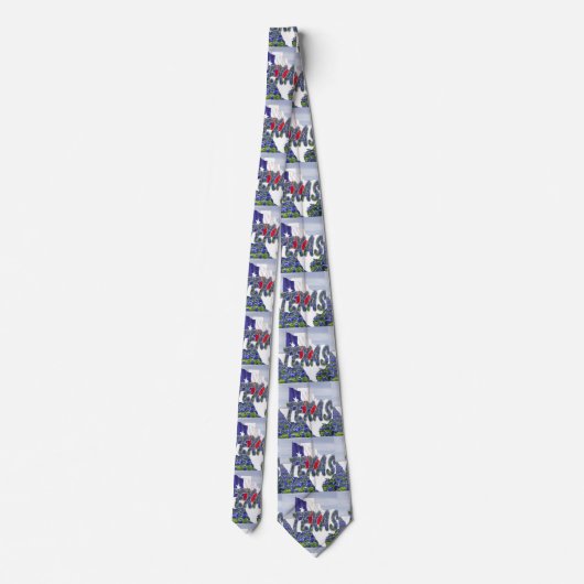 Cravate Texas Shape with Texas Flag and Bluebonnets (Dos)