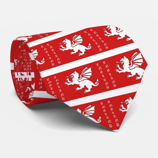Cravate Texte blanc de l'Angleterre de dragon (Roulé)