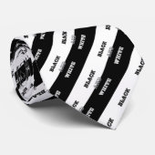Cravate Texte Blanc Gris Noir Et Couleurs Solides (Roulé)