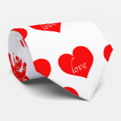 Cravate Texte d'amour blanc au coeur rouge (Roulé)