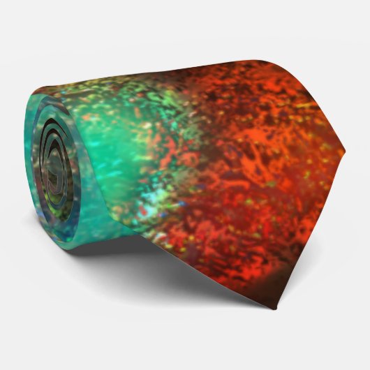 Cravate Texture abstraite très tachée dans les tons rouges (Roulé)