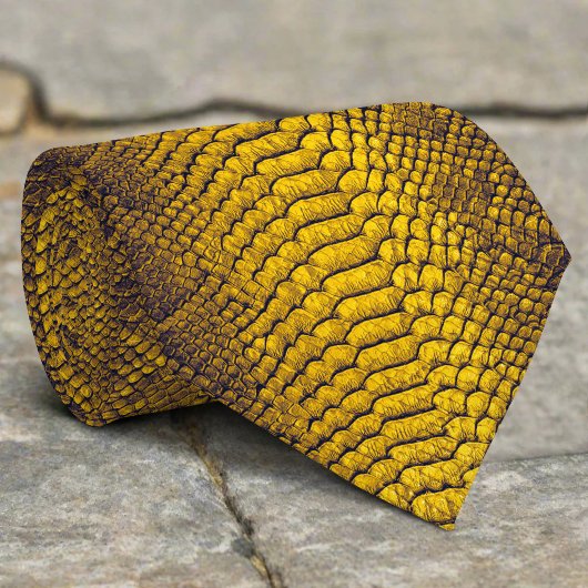Cravate Texture de cuir de serpent jaune Peau de serpent