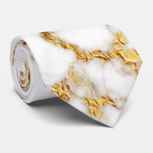 Cravate Texture de marbre d'aluminium d'or (Roulé)