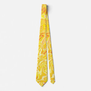 Cravate Texture de marbre jaune citron miel Abstrait Liqui