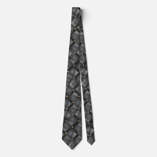 Cravate Texture en cuir brillant avec perles d'or (Devant)