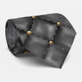 Cravate Texture en cuir brillant avec perles d'or (Roulé)