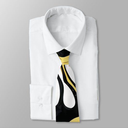 Cravate Texture en marbre d'encre noire et or (Attaché)