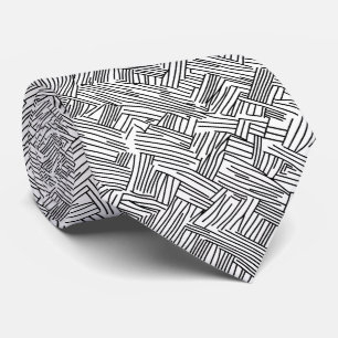 Cravate Texture Géométrique Abstraite Noir Blanc Moderne