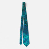 Cravate Texture marbre pierre bleu et turquoise naturel (Dos)