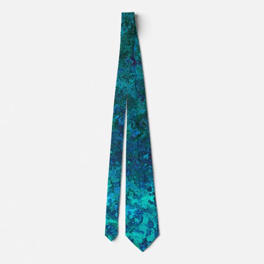 Cravate Texture marbre pierre bleu et turquoise naturel (Dos)