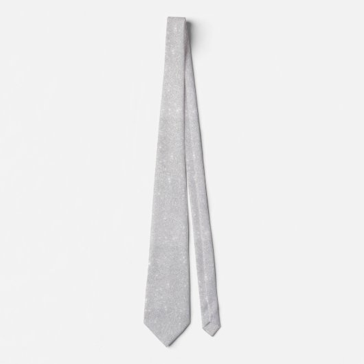 Cravate Texture Parties scintillant argent blanc brillant  (Devant)