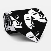 Cravate Théâtre Masque Comédie Tragédie Noir Blanc (Roulé)