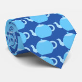 Cravate Théière bleue sur le fond de marine (Roulé)