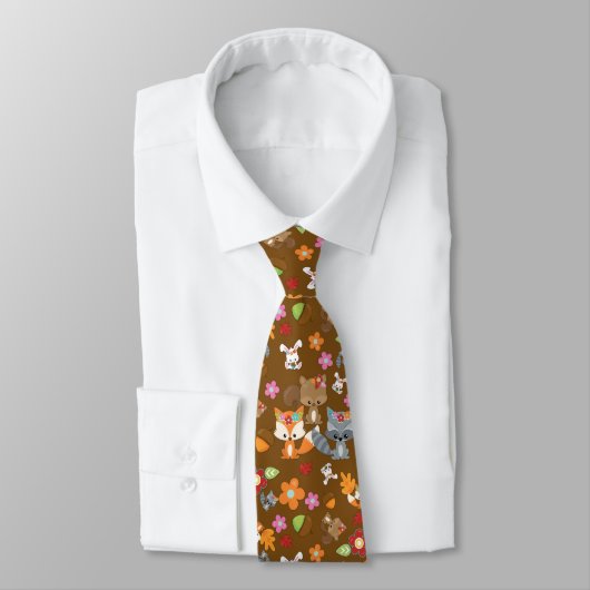 Cravate Thème d'automne Bois Animaux Motif (Attaché)