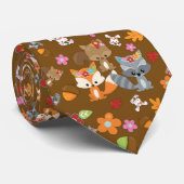 Cravate Thème d'automne Bois Animaux Motif (Roulé)