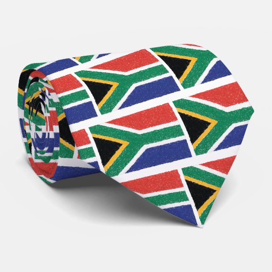 Cravate Thème de drapeau de l'Afrique du Sud (Roulé)