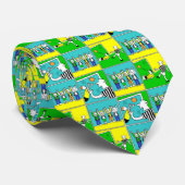 Cravate Thème de football avec joueurs et fans (Roulé)