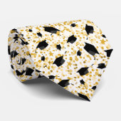 Cravate Thème de graduation Casquette noir et étoiles d'or (Roulé)