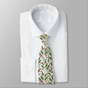 Cravate Thème de Noël Holly, Mistletoe, Berries Motif