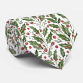 Cravate Thème de Noël Holly, Mistletoe, Berries Motif (Roulé)