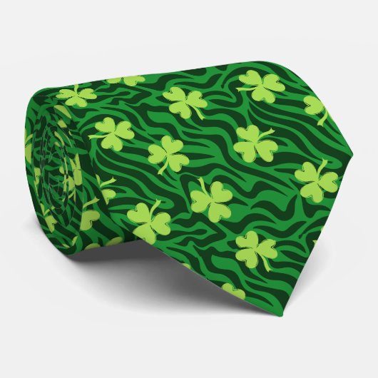Cravate Thème Shamrock irlandais (Roulé)