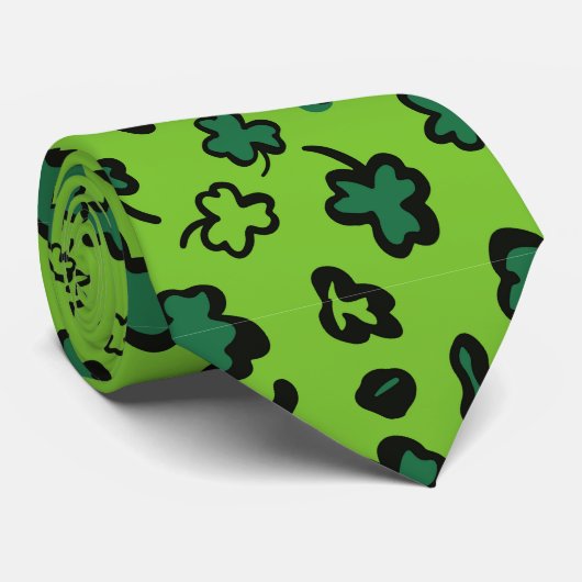 Cravate Thème Shamrock irlandais (Roulé)