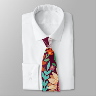 Cravate Tie à col avec tournesols et papillons colorés abs