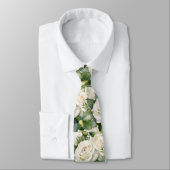 Cravate Tie à col classique fleurs roses blanches formelle (Attaché)