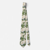 Cravate Tie à col classique fleurs roses blanches formelle (Devant)