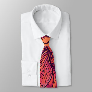 Cravate Tie à col Dragonfly Sunset Orange Line abstrait