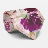 Cravate Tie à col fleuri violet et rose clair (Roulé)