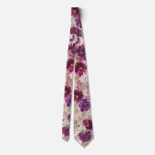 Cravate Tie à col fleuri violet et rose clair (Dos)