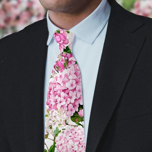 Cravate Tie à col hydrangea rose