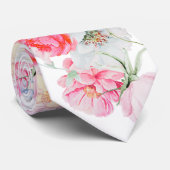 Cravate Tie à col peonies aquarelle (Roulé)