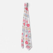 Cravate Tie à col peonies aquarelle (Dos)