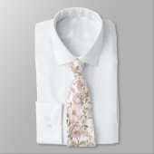 Cravate Tie à col Pivoines Rosées (Attaché)