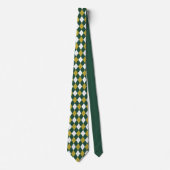 Cravate Tie à motif argyle vert foncé et moutarde   (Devant)