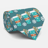 Cravate Tie à motif de boisson de vacances sarcelle (Roulé)