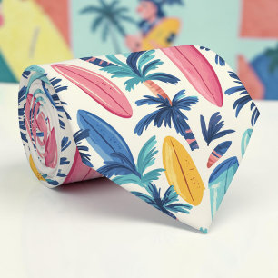 Cravate Tie à motif de planche de surf d'été saisonnier