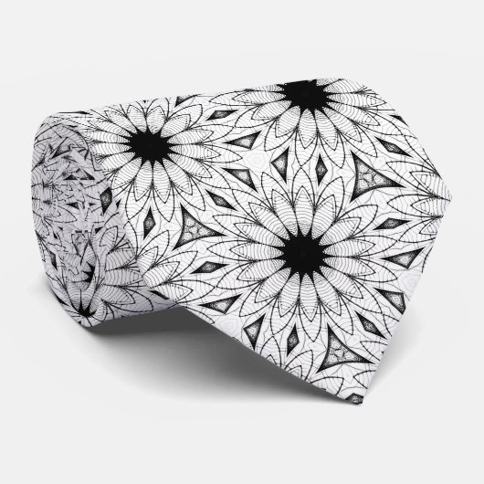 Cravate TIE à motif floral noir et blanc (Roulé)