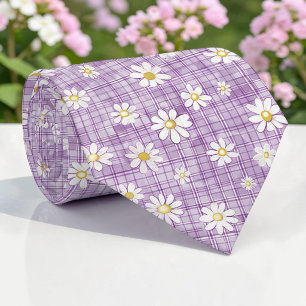 Cravate Tie à motif floral violet de printemps
